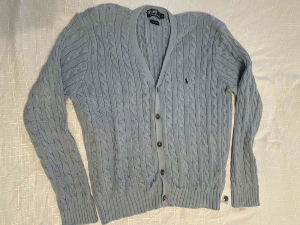 Polo Ralph Lauren Cable Knit Cotton Cardigan Sweater Size XL Blue